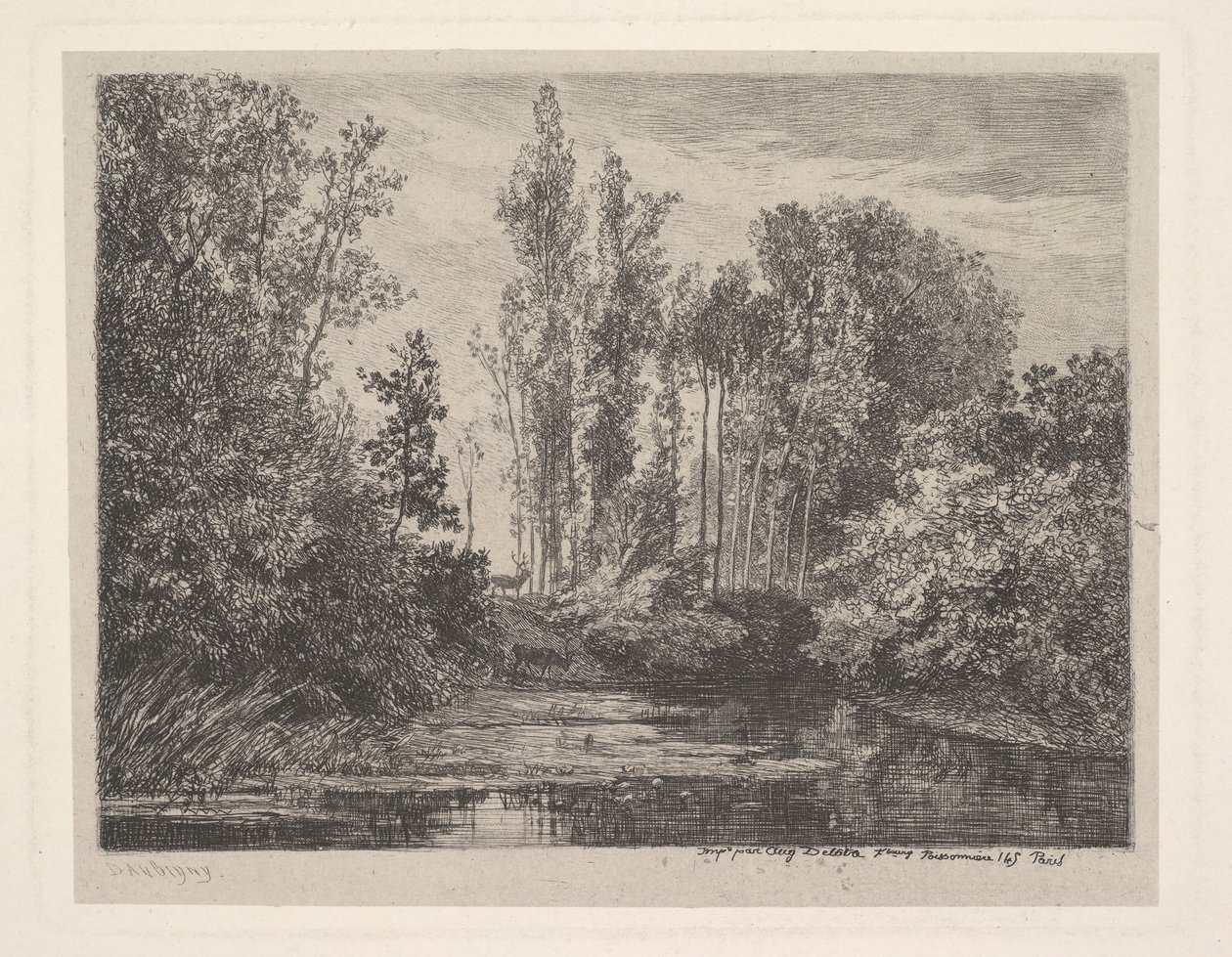 Veados na borda das águas, 1850. de Charles Francois Daubigny