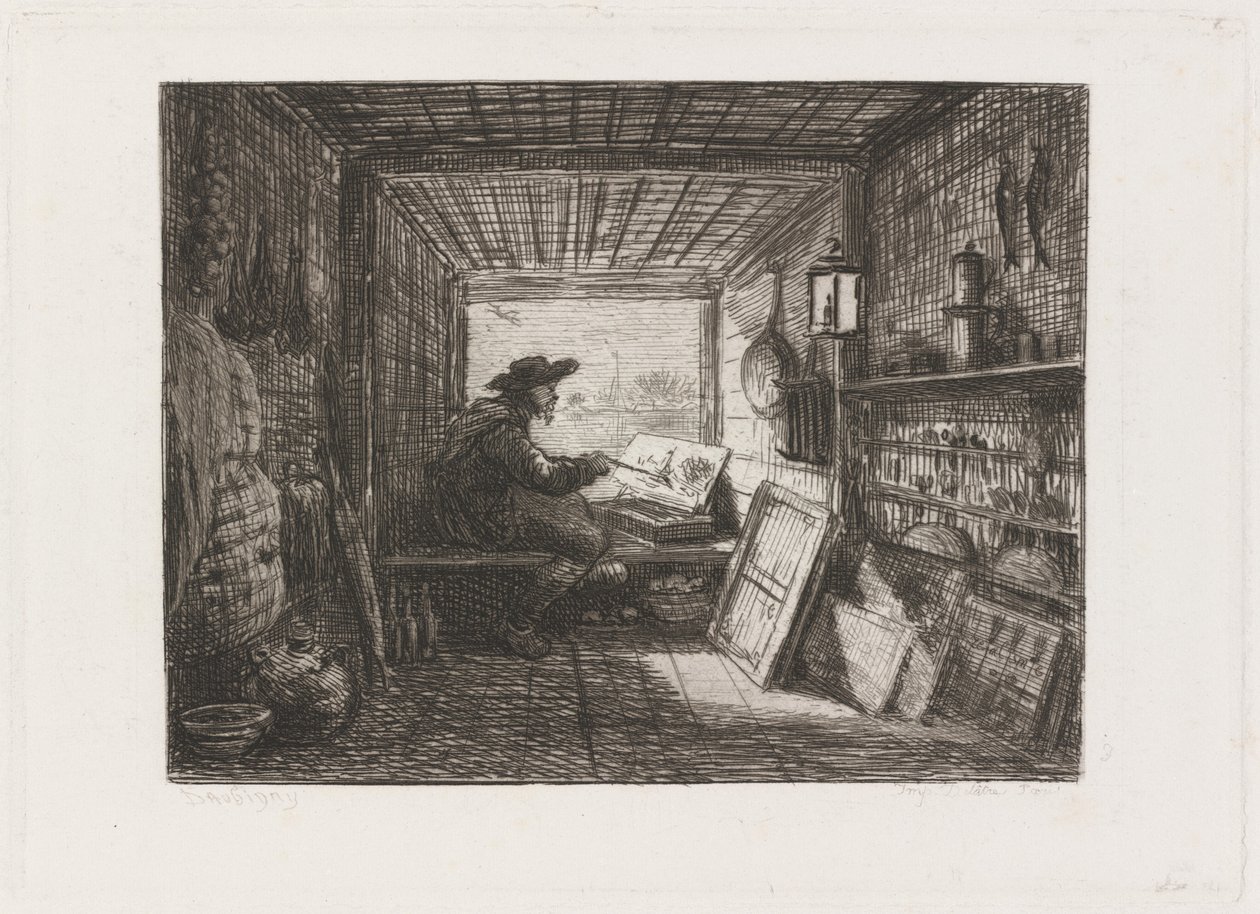 Estúdio no Barco (Le Bateau-atelier) de Charles Francois Daubigny