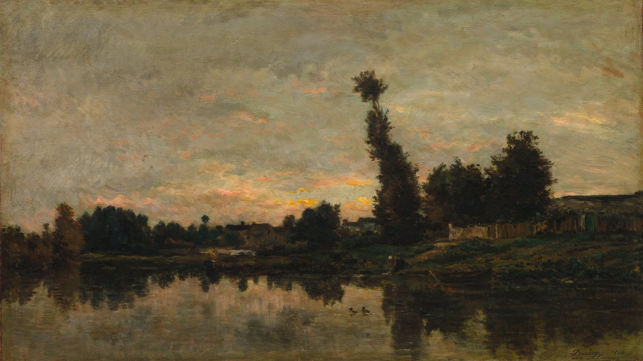 Pôr do sol no rio Oise de Charles Francois Daubigny