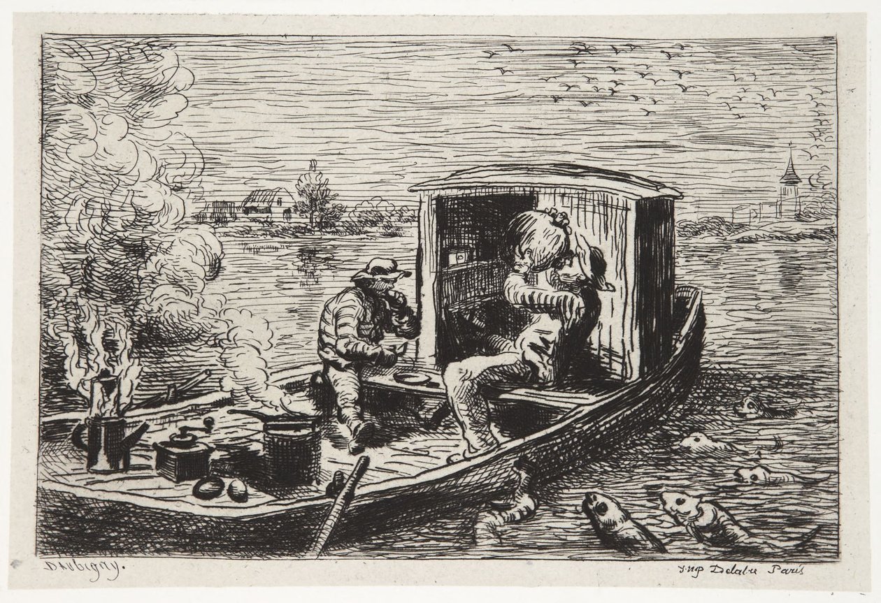 Engolir uma refeição de Charles Francois Daubigny