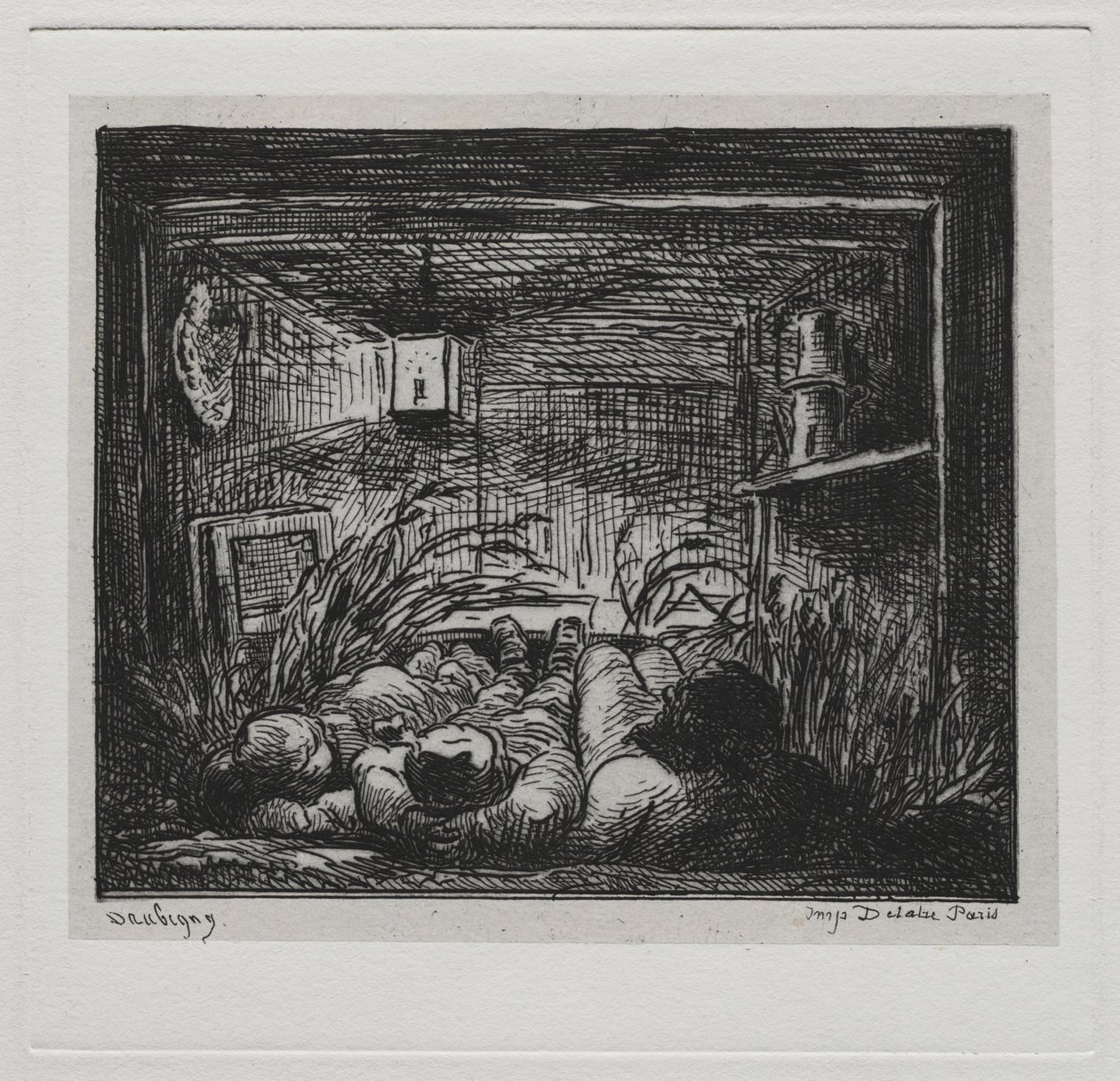 A viagem de barco: dormir a bordo do "Botin" (noite no barco) de Charles Francois Daubigny