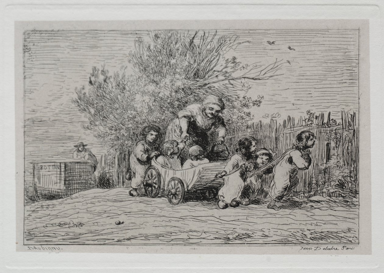 O passeio de barco: herança do carrinho (As crianças com o carrinho) de Charles Francois Daubigny