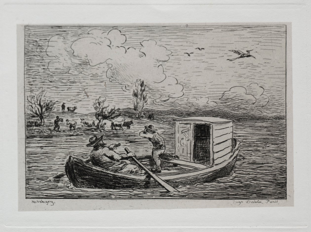 A viagem de barco: Le Mot de Cambronne The Slanging Match, 1861. de Charles Francois Daubigny