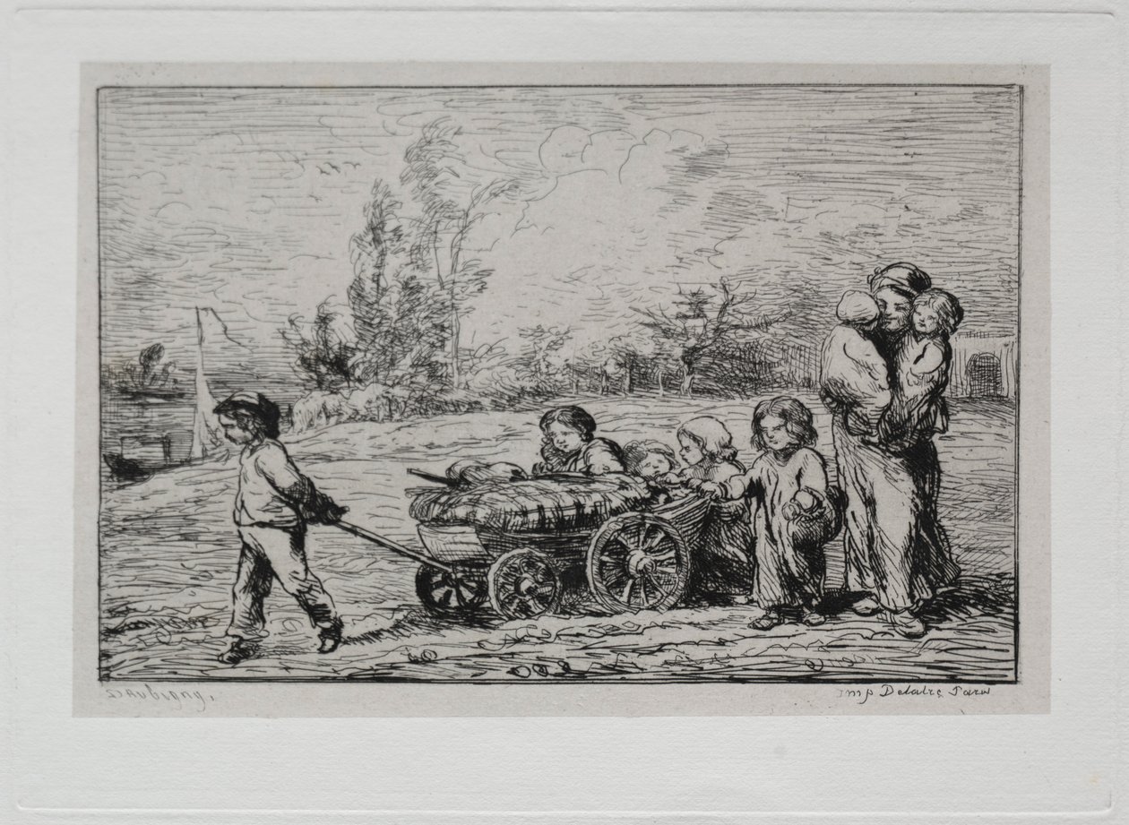 A viagem de barco: mudança para Le Botin A mobília dos navios ou mudança para o barco, 1861. de Charles Francois Daubigny