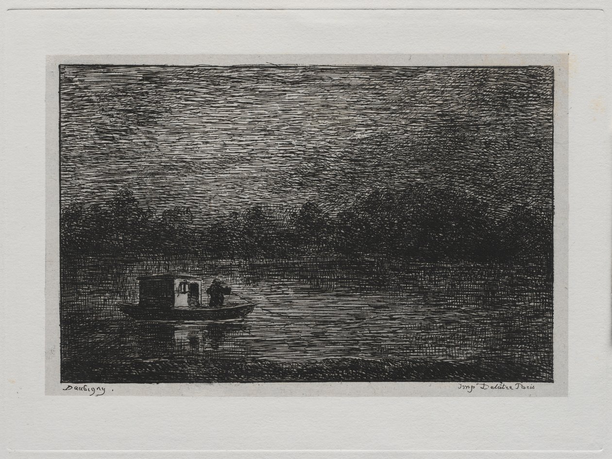 The Boat Trip: Night Voyage ou Net Fishing (segunda versão) de Charles Francois Daubigny