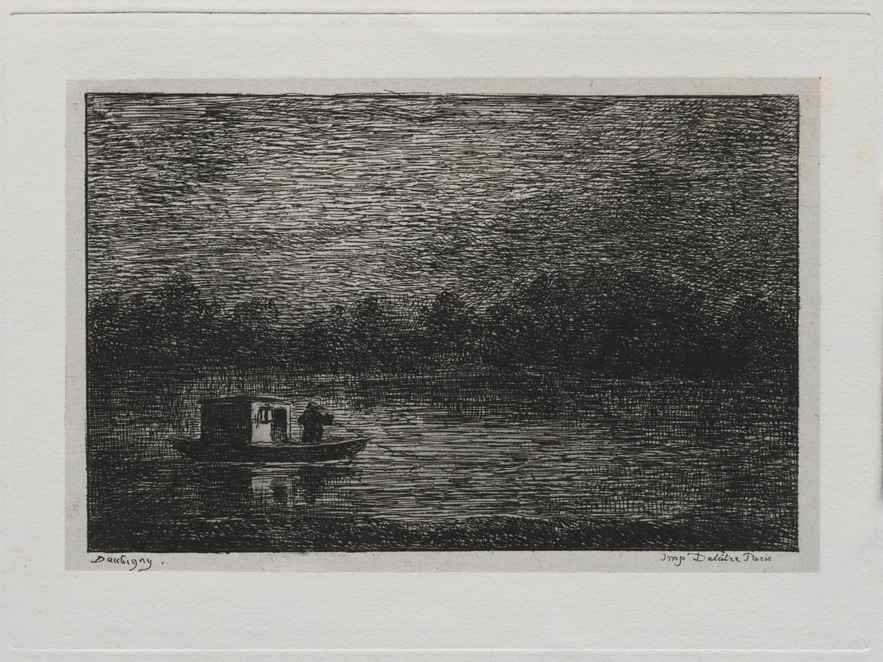 The Boat Trip: Night Voyage or Net Fishing segunda versão, 1861. de Charles Francois Daubigny