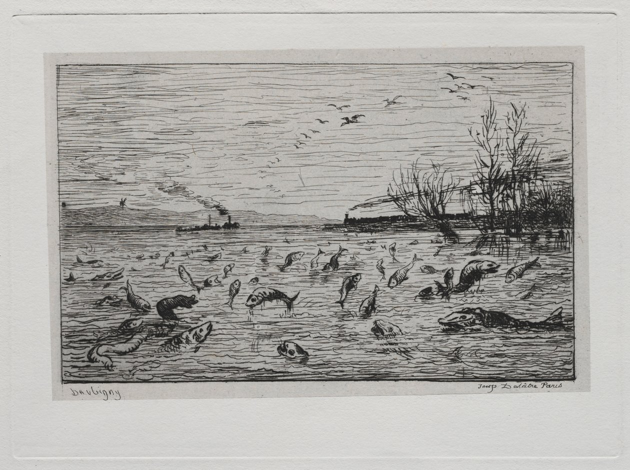 A viagem de barco: Alegria dos peixes na partida do camarote The Fish, 1861. de Charles Francois Daubigny