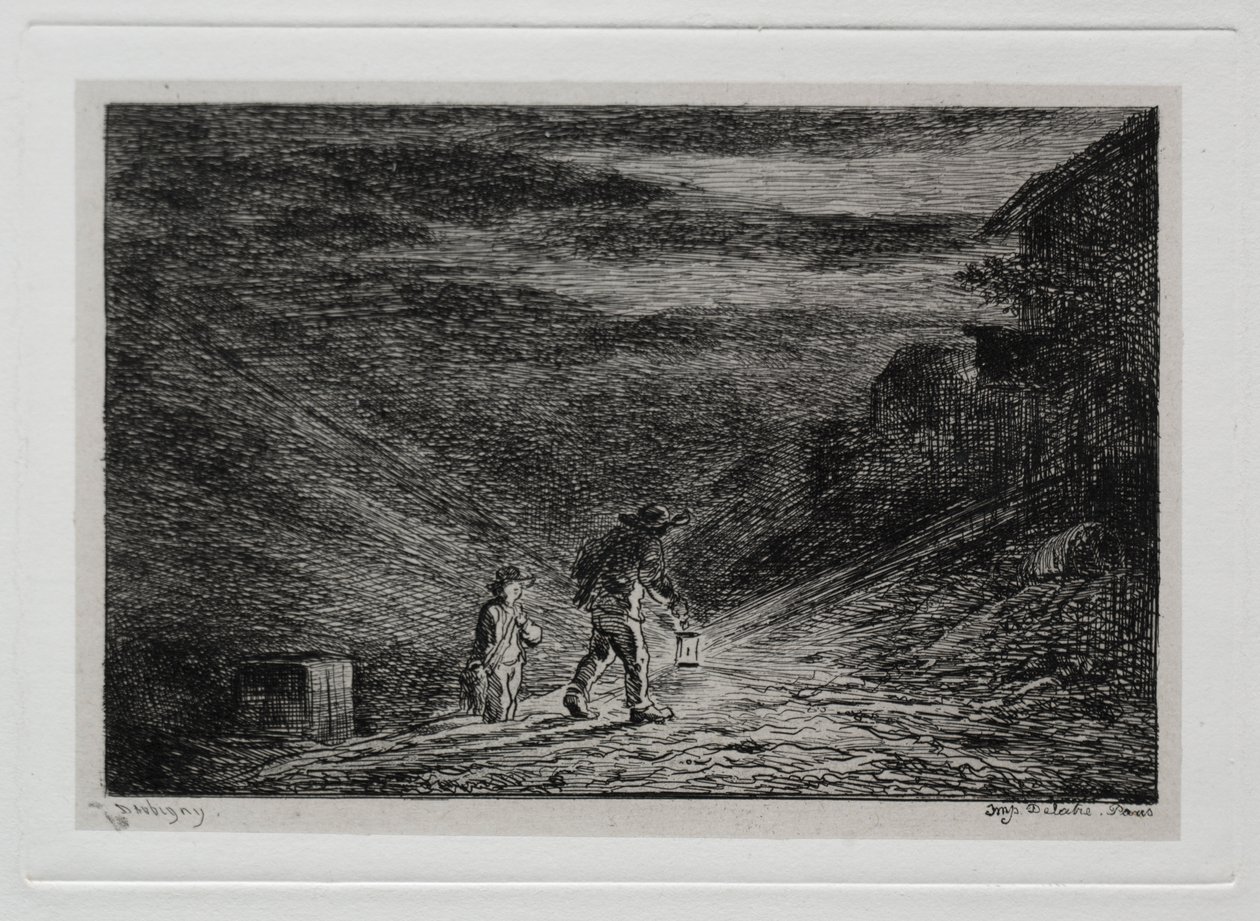 A viagem de barco: a procura de uma pousada de Charles Francois Daubigny