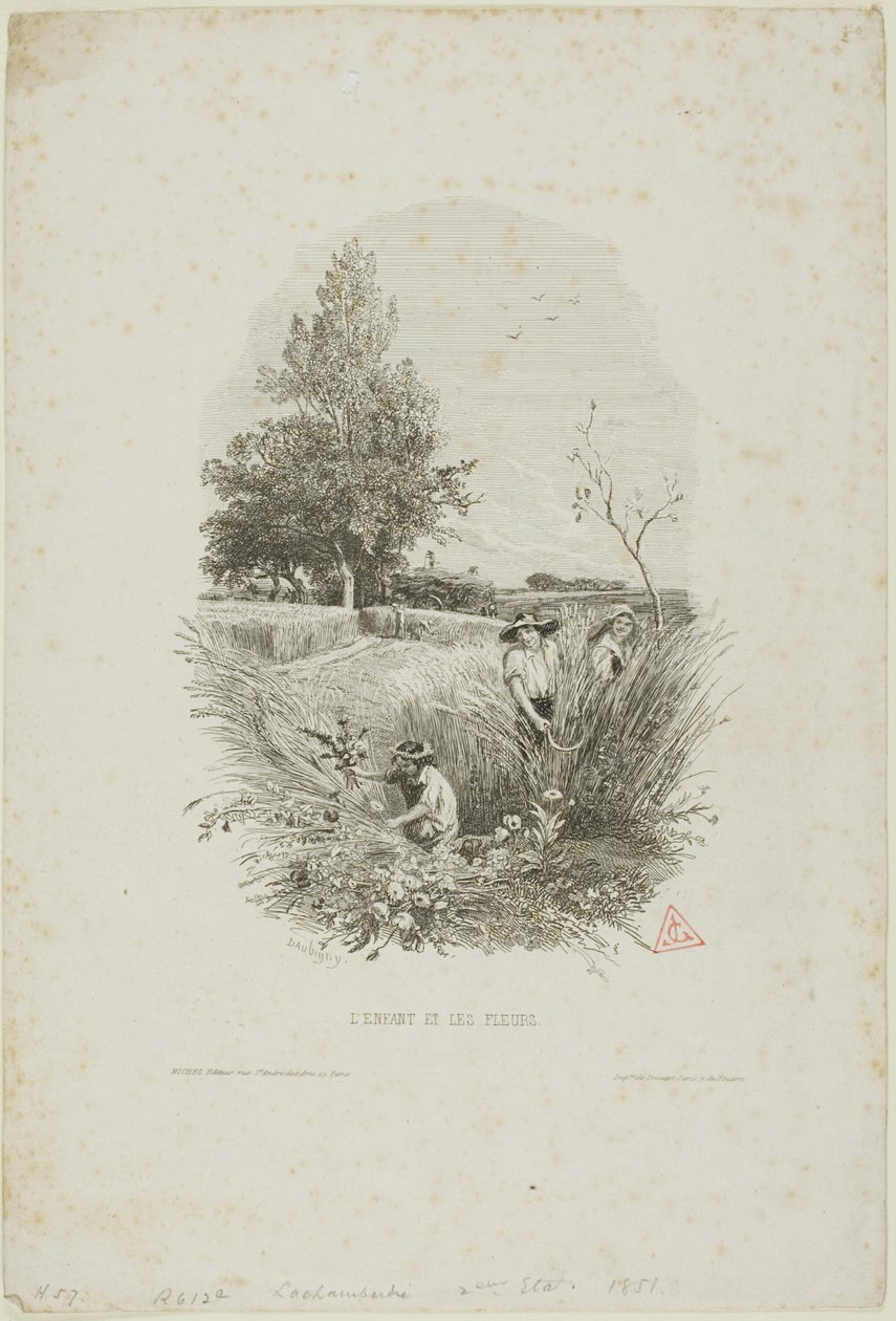 A criança e as flores de Charles Francois Daubigny