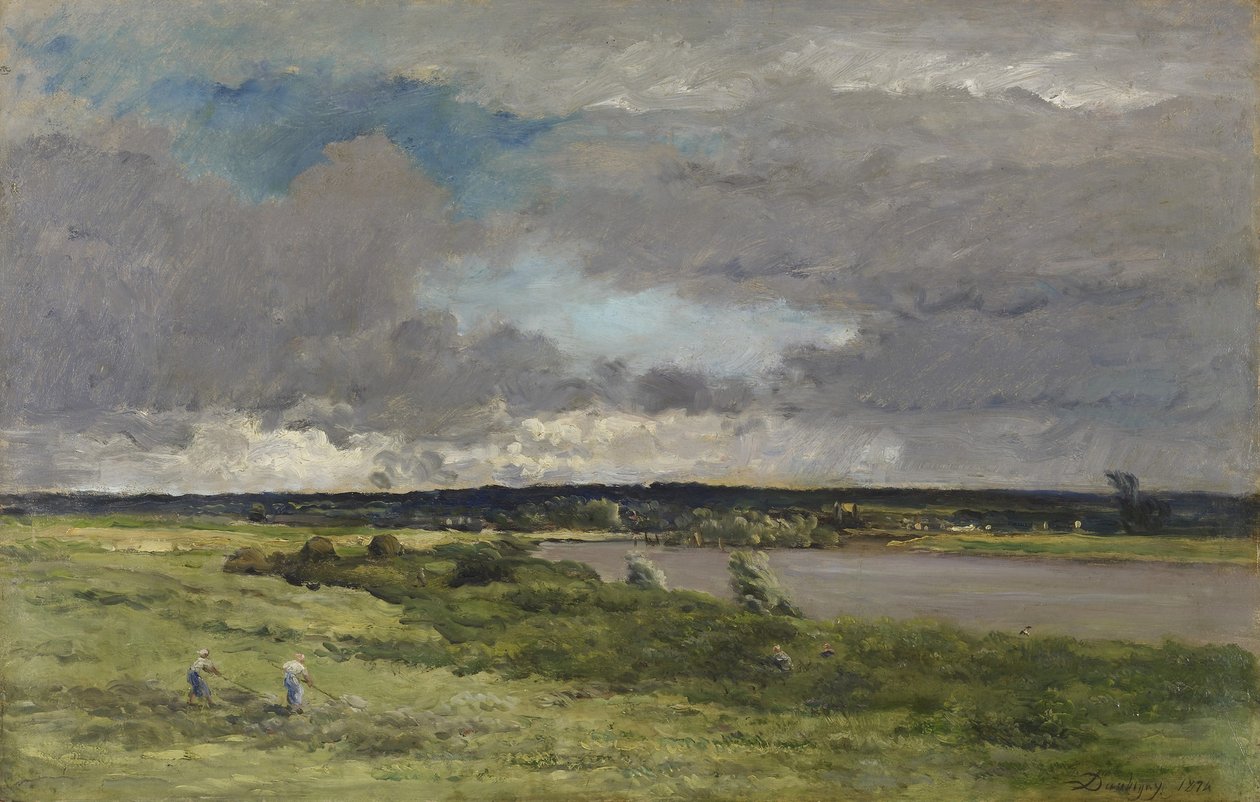 A tempestade que se aproxima; Início da primavera de Charles Francois Daubigny