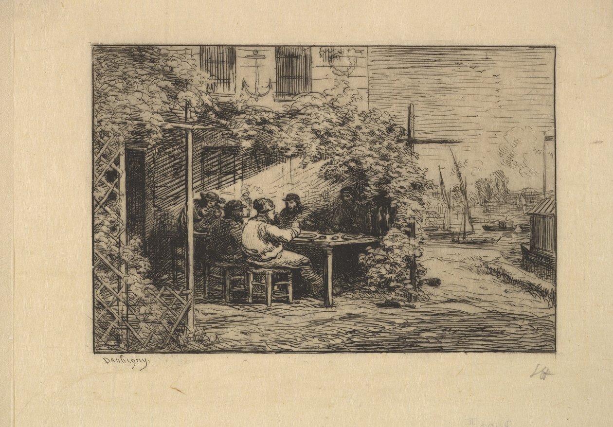 O café da manhã de despedida em Asnières, 1861. de Charles Francois Daubigny