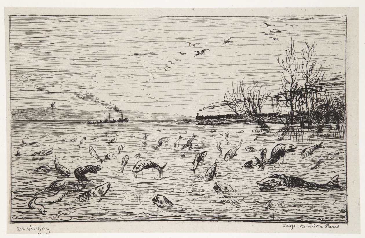 Os peixes regozijam-se com a partida do grumete de Charles Francois Daubigny