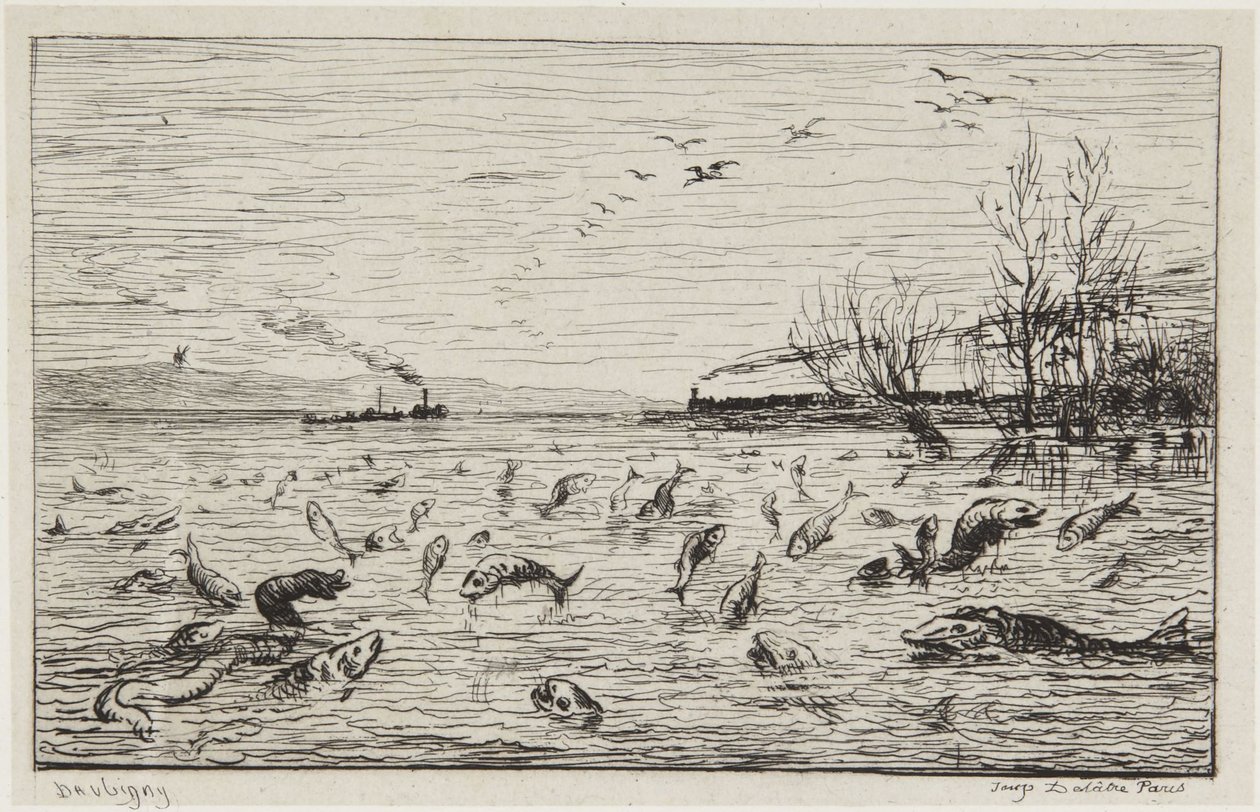 Os peixes alegram-se com a partida do grumete de Charles Francois Daubigny