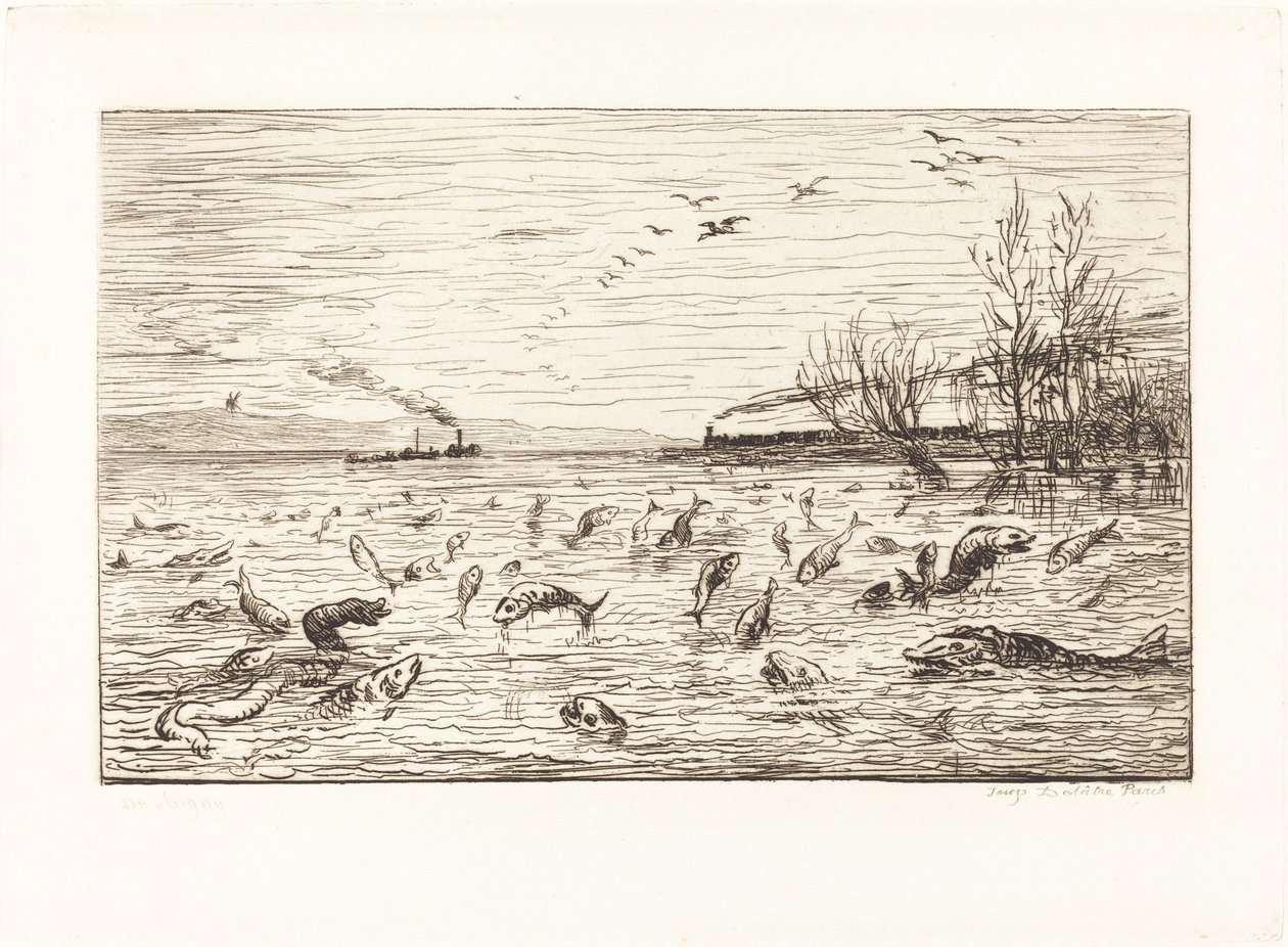 Os Peixes Regozijam-se Quando o Cabin Boy Sair (Rejouissances de poissons du depart du mo de Charles Francois Daubigny