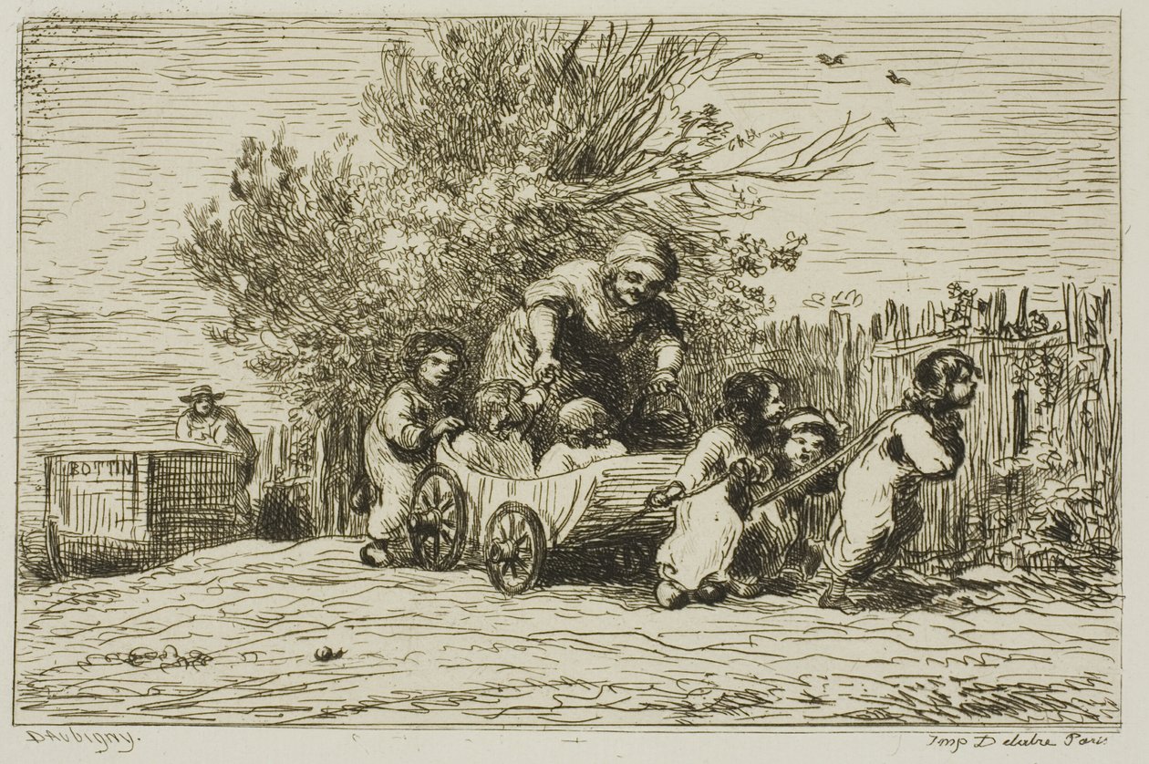 A herança da carroça (As crianças com a carroça) de Charles Francois Daubigny