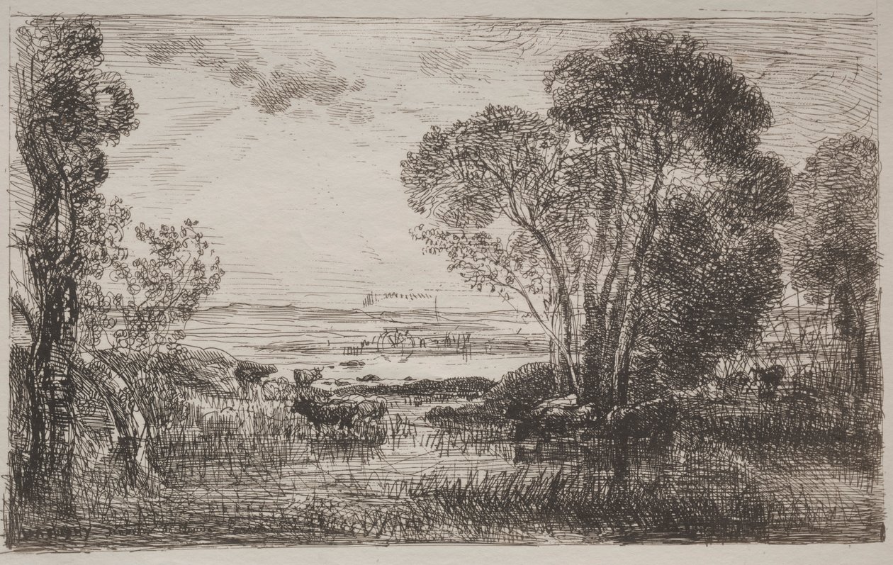 The Hydraulic Machine, impressão original 1862, impressa em 1921. de Charles Francois Daubigny