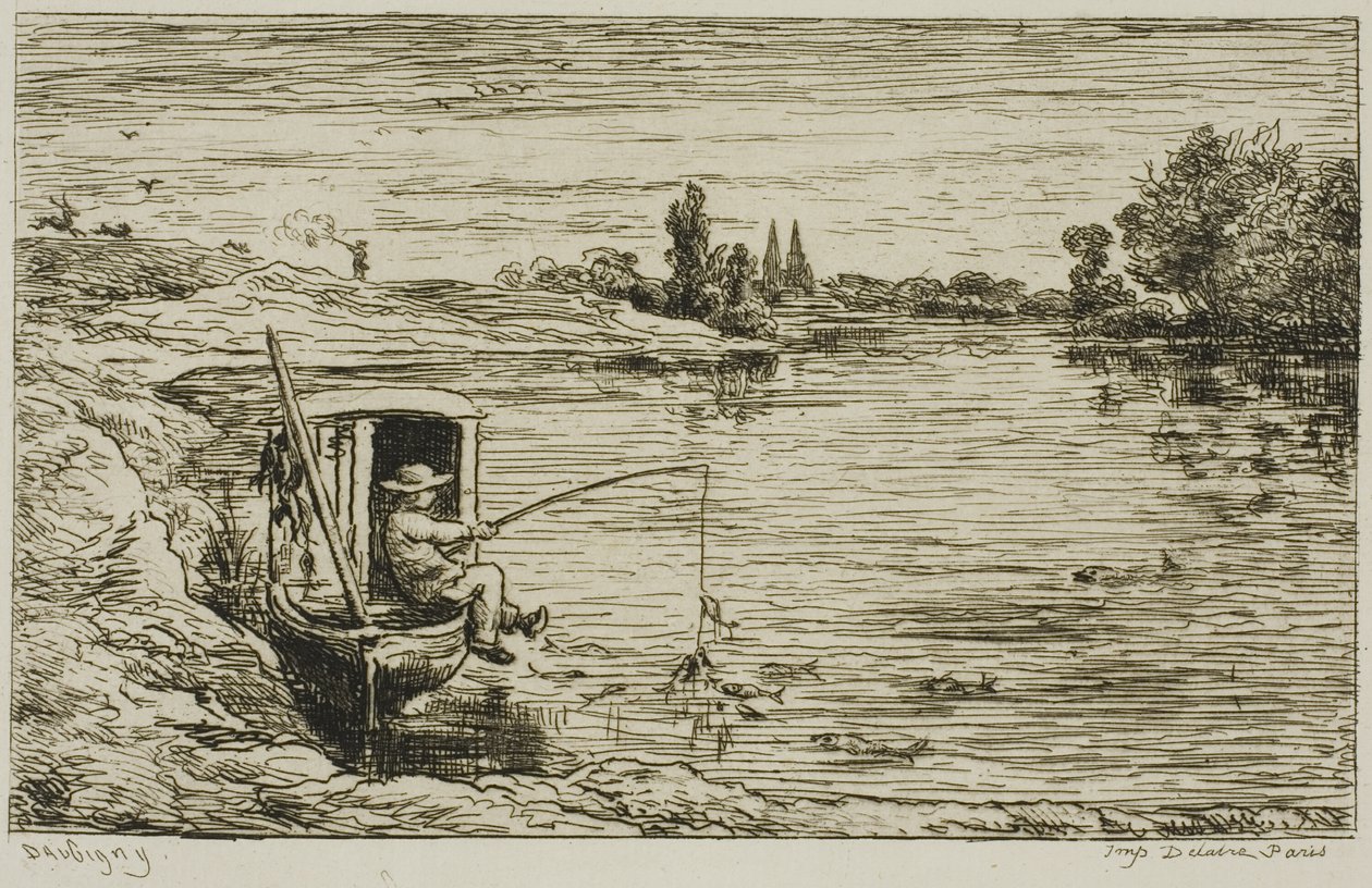 O rapaz do navio a pescar (Pesca com linha) de Charles Francois Daubigny