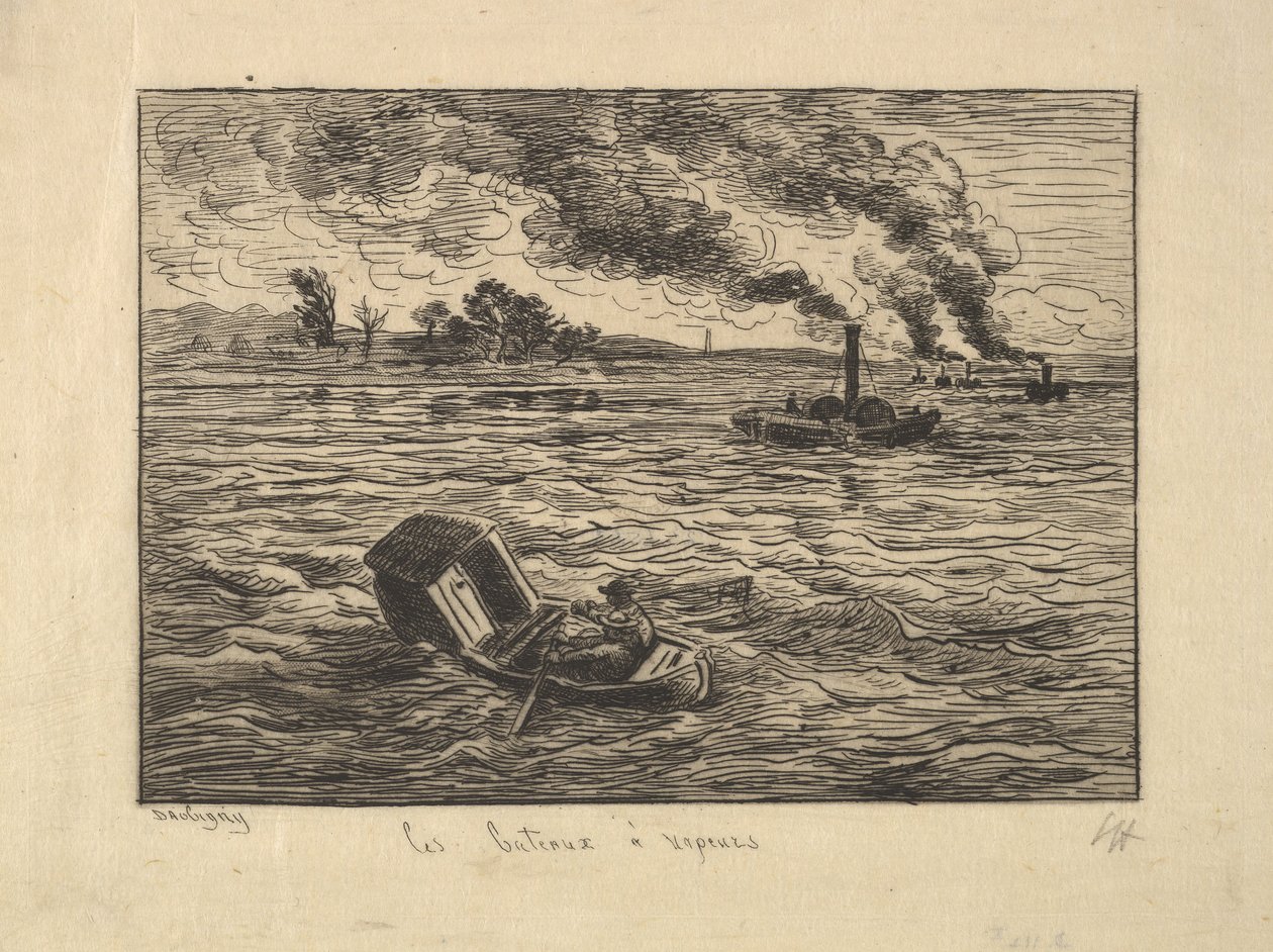 Os barcos a vapor, 1861. de Charles Francois Daubigny