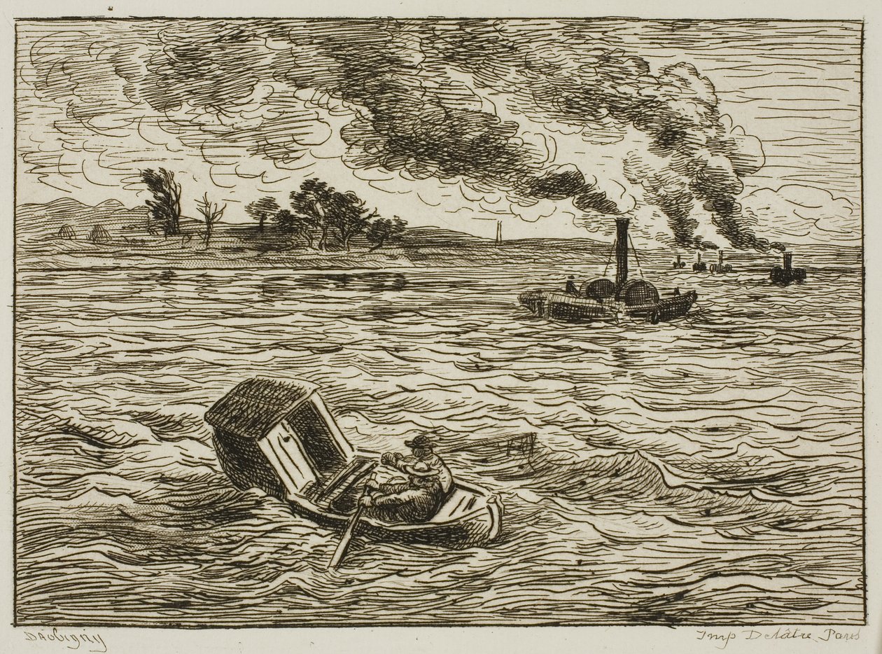 Os Barcos a Vapor (Steamy Harbor) de Charles Francois Daubigny