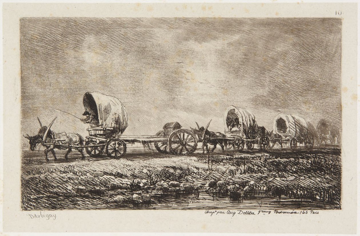 «As carroças» (Delteil 76) de Charles Francois Daubigny