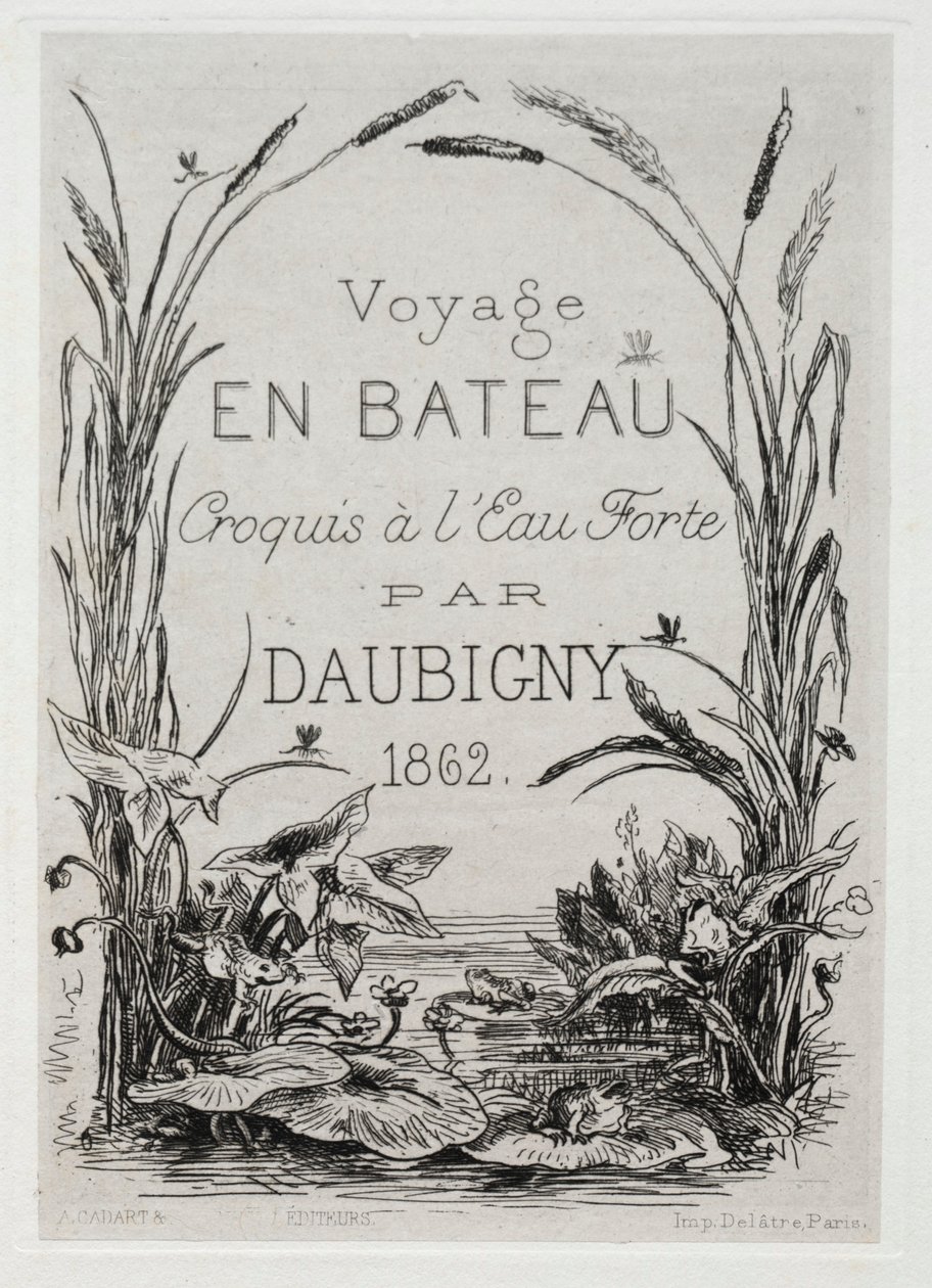 Título do frontispício do álbum: A Viagem de Barco de Charles Francois Daubigny