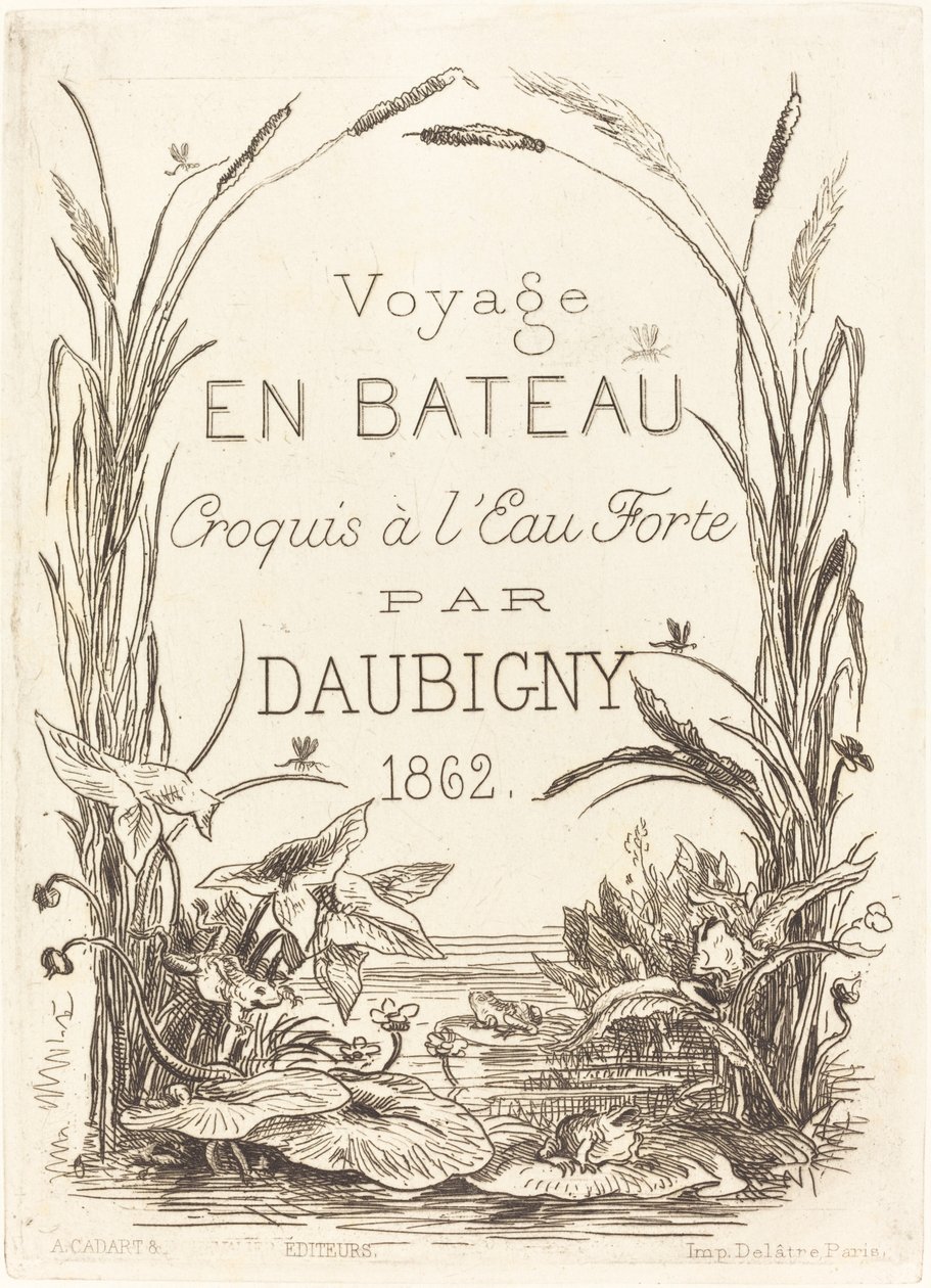 Página de título para "Viagem de barco" de Charles Francois Daubigny