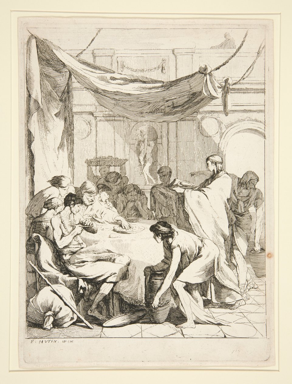 Alimentar os Famintos, da série Sept Oeuvres de Misericorde de Charles Francois Hutin