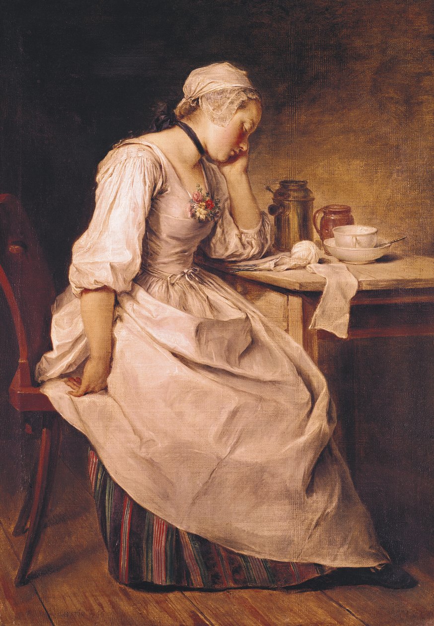 Jovem mulher dormindo de Charles Francois Hutin