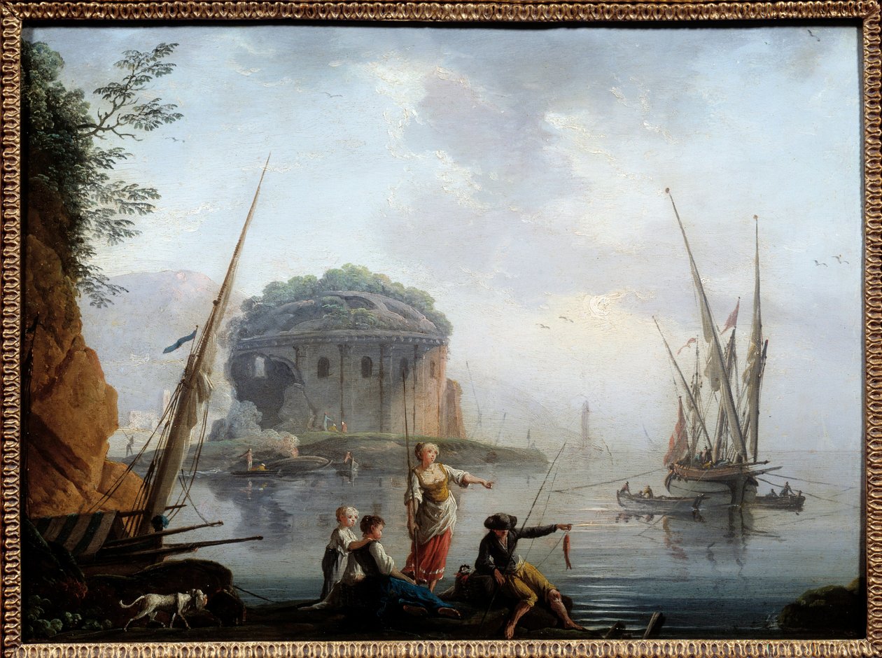 Pintura Marinha por Charles Francois Grenier de la Croix dit Lacroix de Marseille (? -1782) Século XVIII Sol. 0,27x0,38 m Rouen, musee des Beaux Arts de Charles Francois Lacroix de Marseille