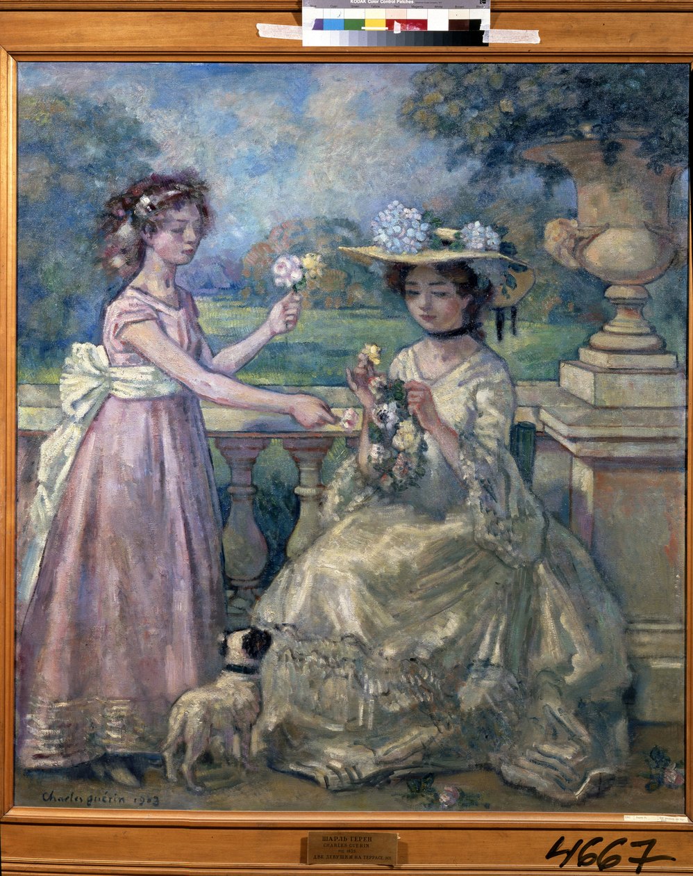 Duas raparigas num terraço. Pintura de Charles Francois Prosper Guerin (1875-1939) de Charles Francois Prosper Guerin