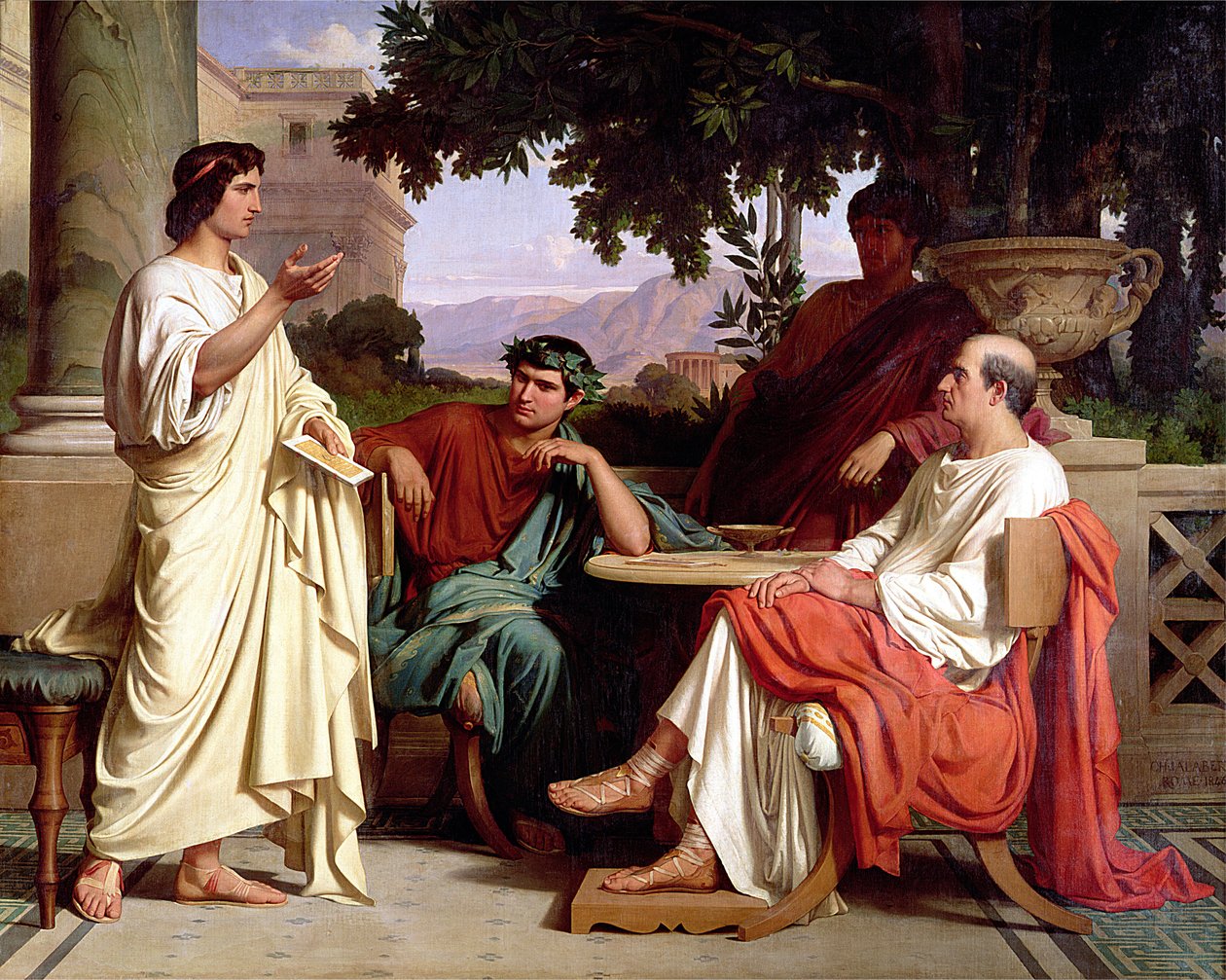 Horace, Virgil e Varius na casa de Mecenas de Charles François Jalabert