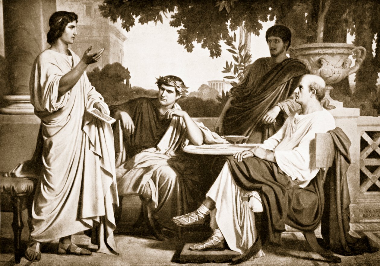 Virgil, Horace e Varius na casa de Mecenas de Charles François Jalabert