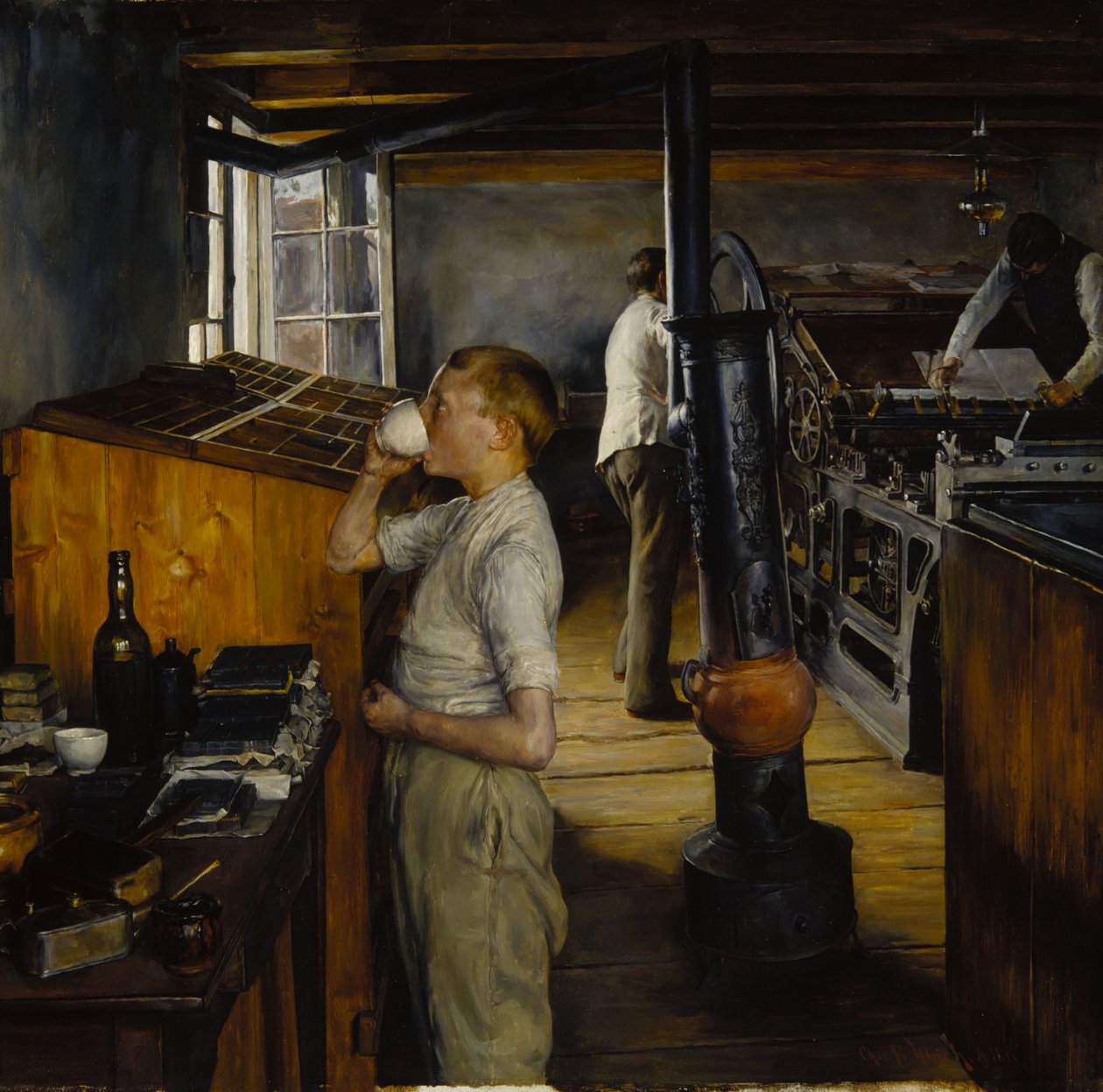 The Village Printing Shop, Haarlem, Países Baixos de Charles Frederic Ulrich