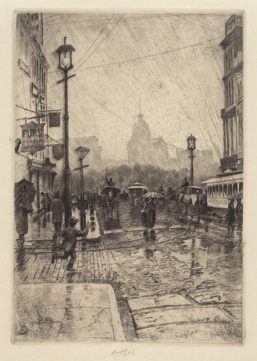 Rainy Day, Broadway, provavelmente 1890. de Charles Frederick William Mielatz