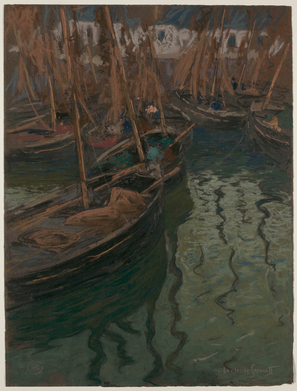 A Dock Harmony - Barcos de Pesca de Charles Fromuth
