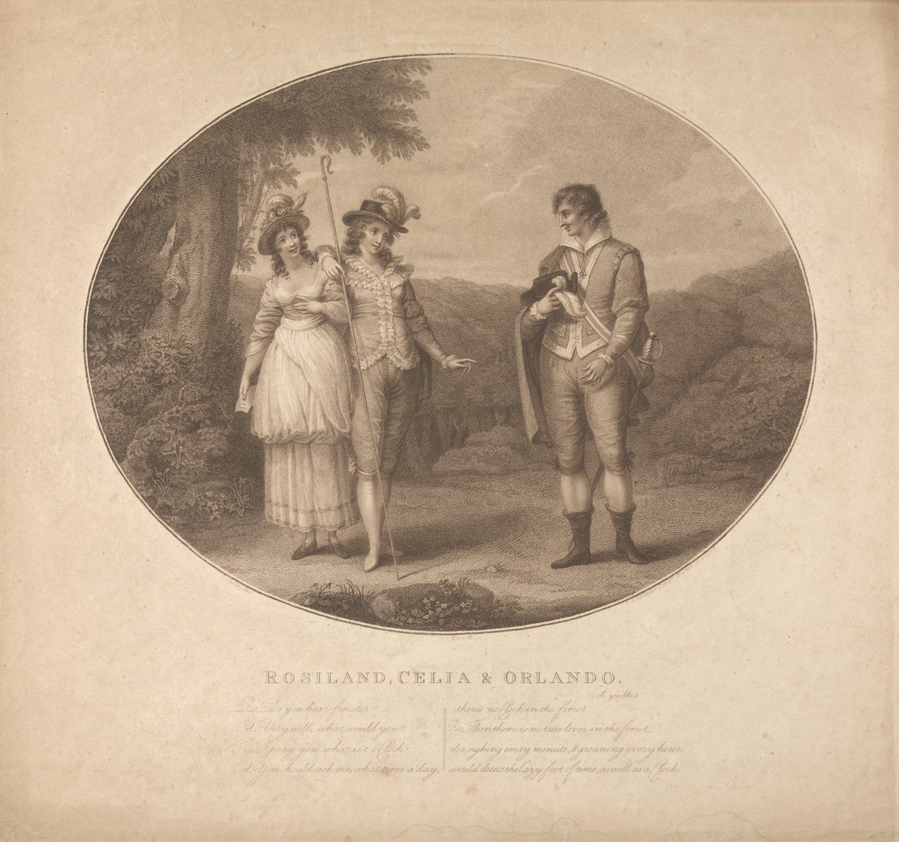 Rosalind, Celia e Orlando - "As You Like It", Acto III, Cena II de Charles Gauthier Playter