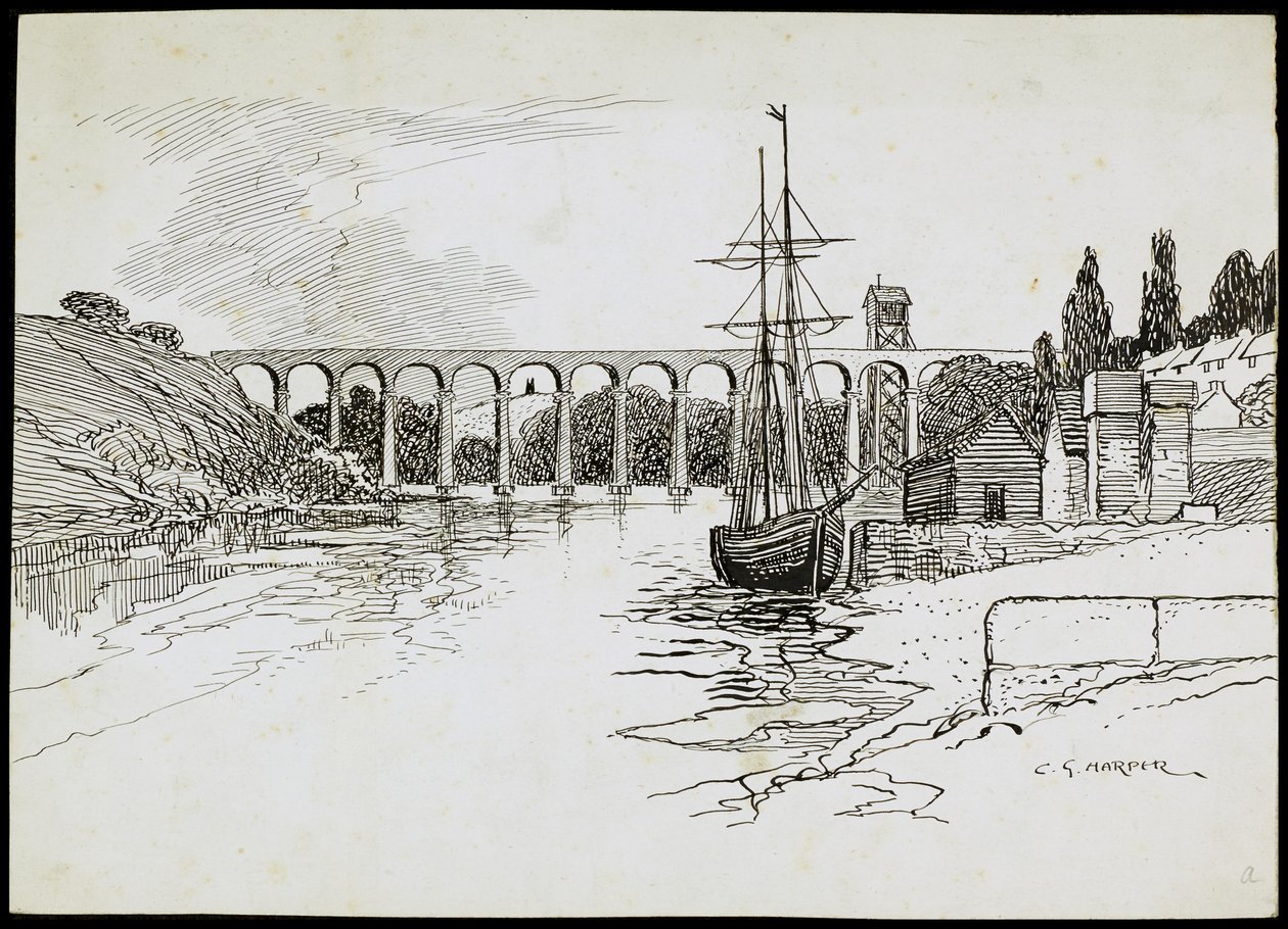 Viaduto de Calstock, Cornualha, c1907-c1943 de Charles George Harper