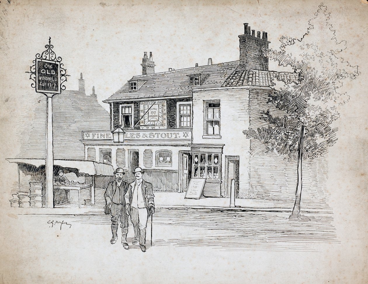 Old Windmill pub, 214-214 Chiswick High Road, Turnham Green, Londres, 1892-1933. de Charles George Harper