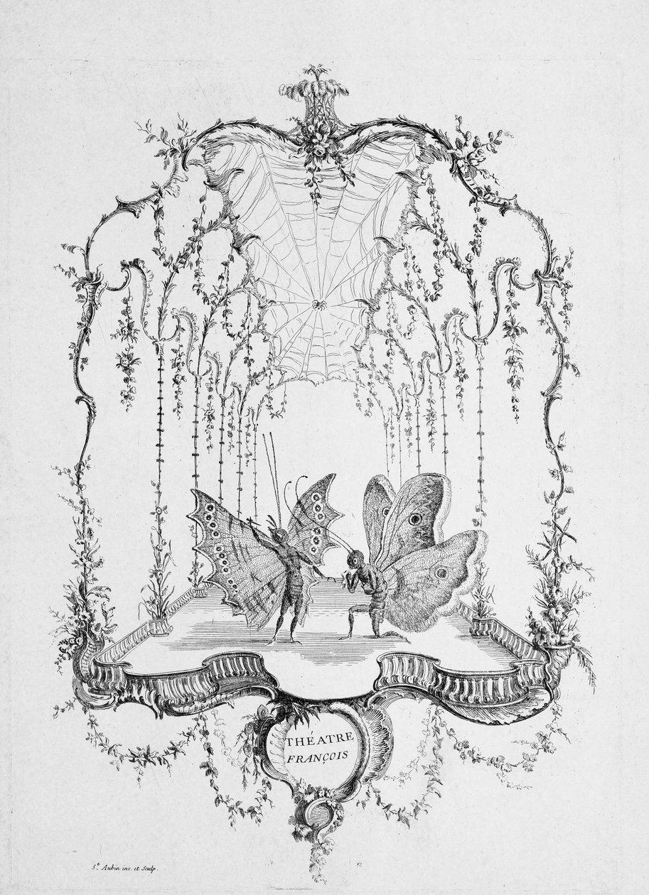 Teatro Francês Théatre Français, de Ensaio sobre Borboletas Humanas de Saint A..., ca. 1756-60. de Charles Germain de Saint Aubin