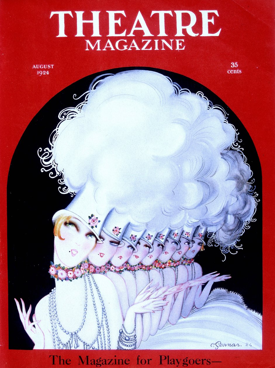 Dançarinos de cabaré na capa da revista americana Théatre Magazine, agosto de 1924 (gravura) de Charles Gesmar