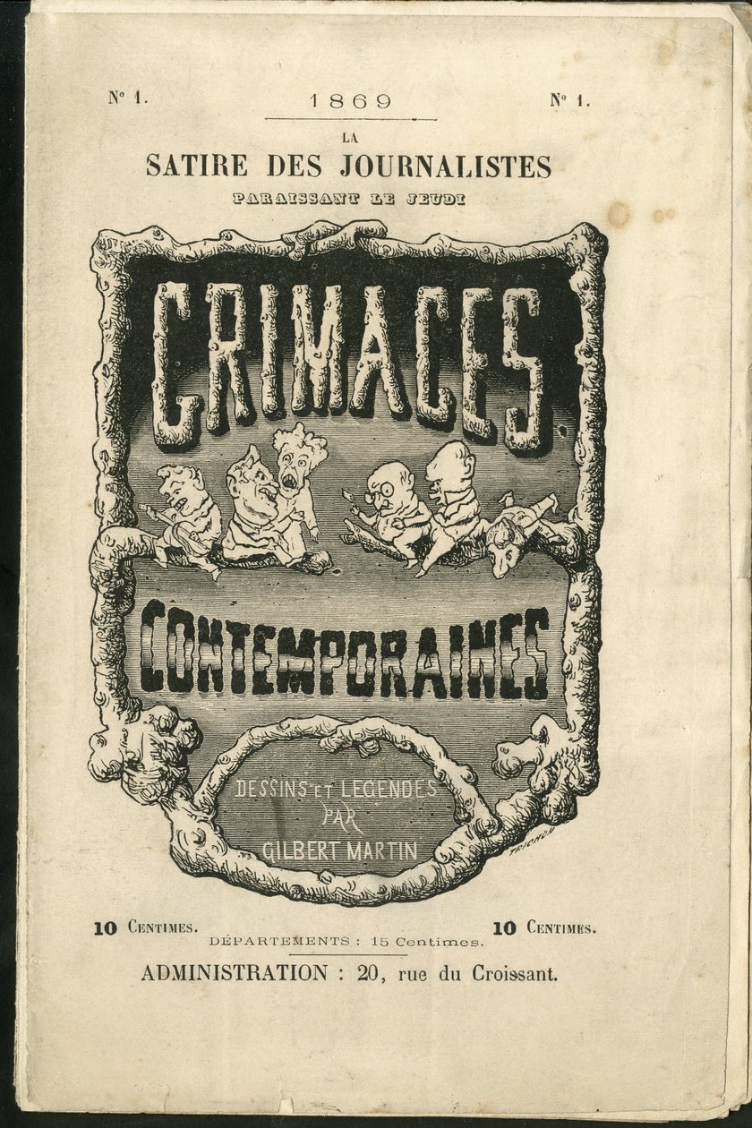 Ilustração de Charles Gilbert-Martin (1839-1905) para a capa de "Grimaces Contemporâneos". de Charles Gilbert Martin