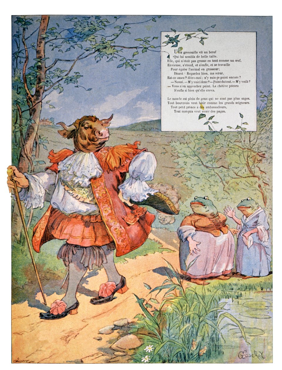 A rã que queria ser tão grande como o boi, c.1900 (gravura) de Charles Gillot