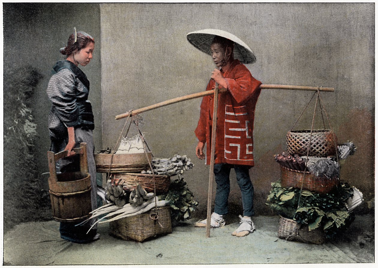 Comerciante de legumes no Japão, c1890 de Charles Gillot