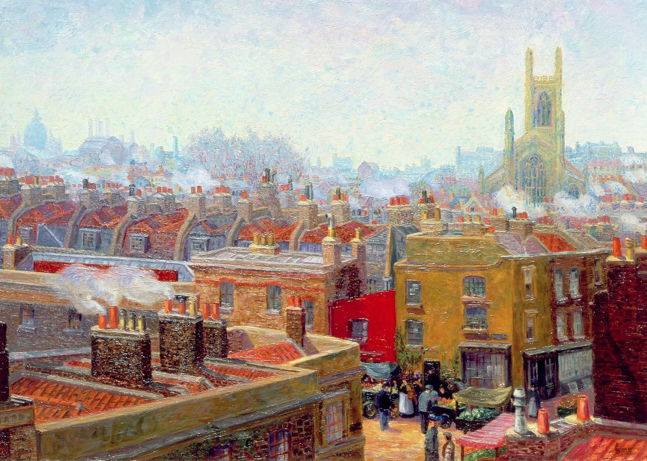 Um cantinho em Chelsea | Charles Ginner | Impressão de arte