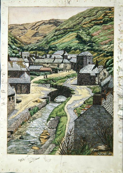 Boscastle, Cornwall, c.1919 (aguarela, caneta e tinta sobre papel) de Charles Ginner