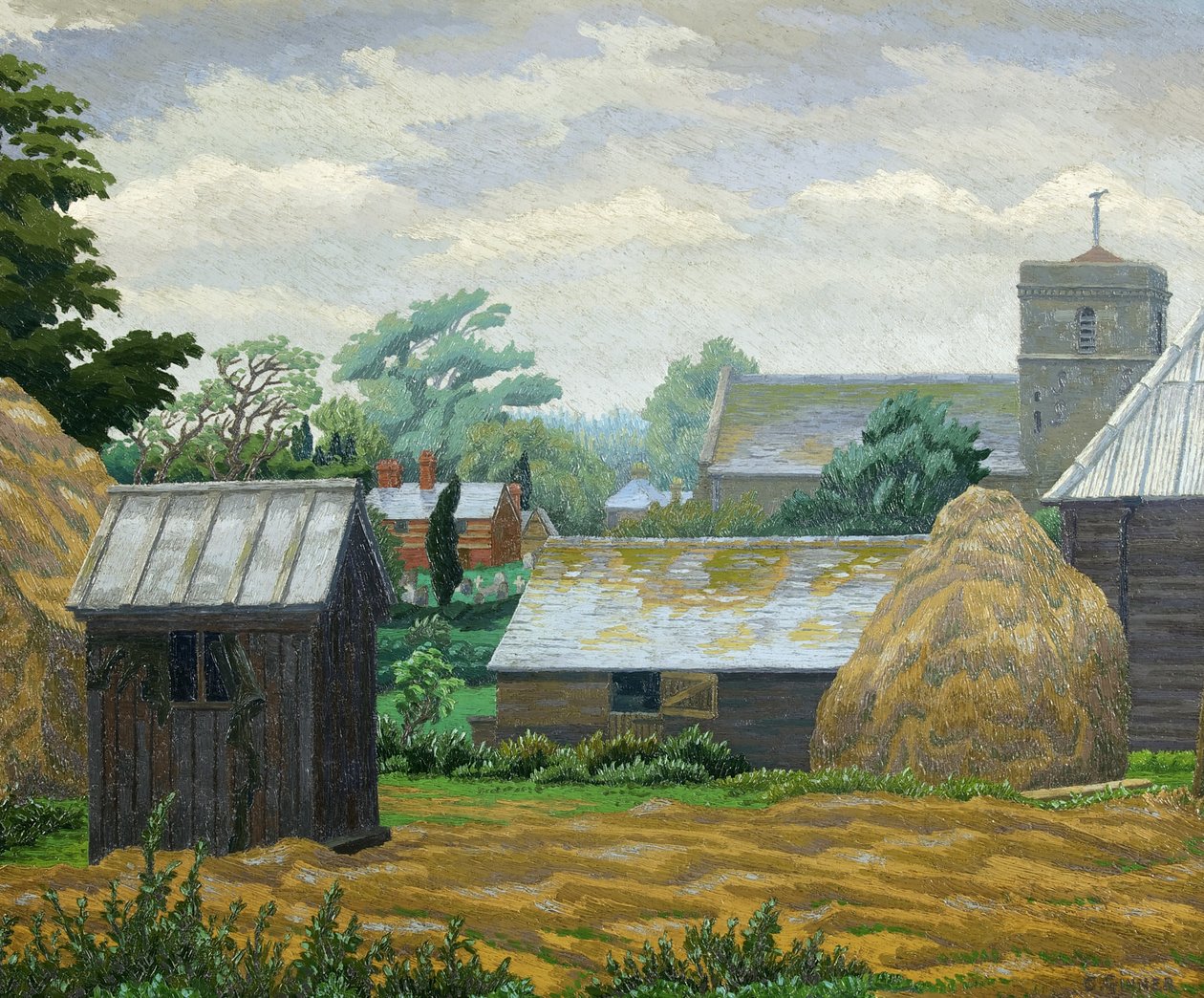 Quinta da Igreja, Shipley (óleo sobre tela) de Charles Ginner