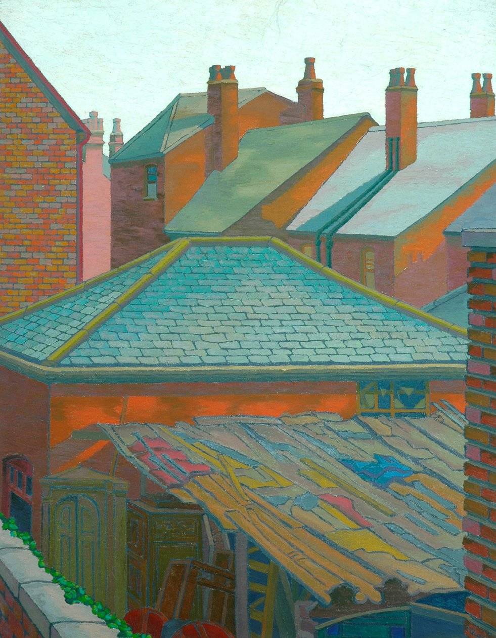 Telhados e Chaminés (óleo sobre tela) de Charles Ginner