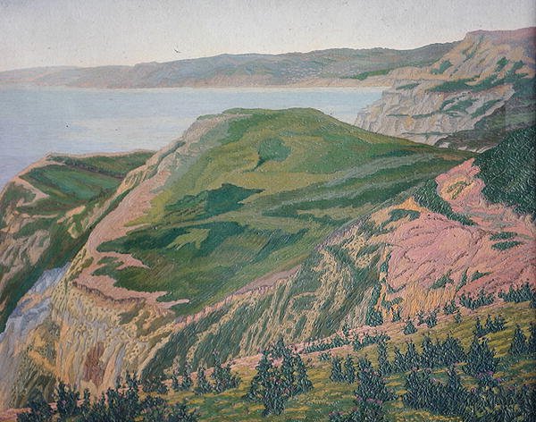 The Dorset Coast, c.1927 (petróleo) (ver 188661 para a versão em aguarela) de Charles Ginner