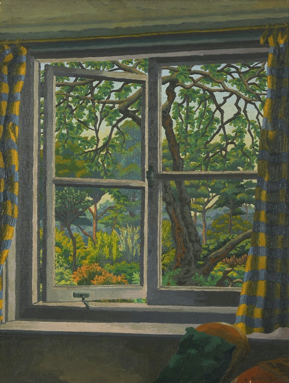 Através de uma Janela de Cottage, Shipley, Sussex de Charles Ginner