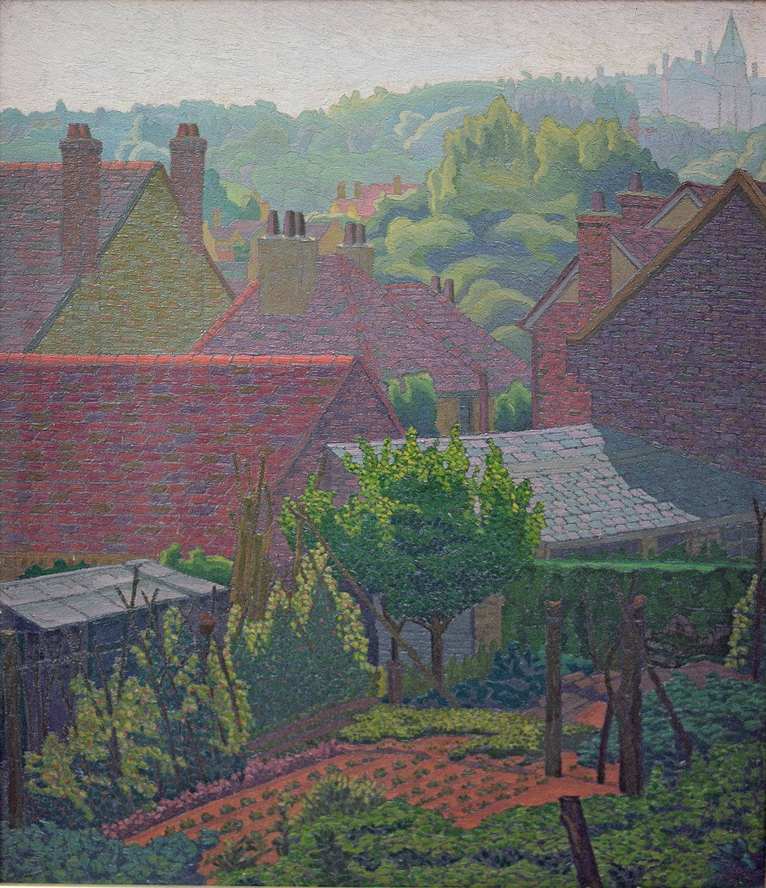 Telhados de aldeia (petróleo) de Charles Ginner